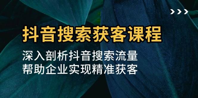 抖音搜索获客课程：深入剖析抖音搜索流量，帮助企业实现精准获客沁香居-专注分享网络创业项目落地实操课程 – 全网首发_高质量创业项目输出沁香居