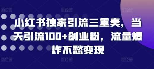 小红书独家引流三重奏，当天引流100+创业粉，流量爆炸不愁变现【揭秘】沁香居-专注分享网络创业项目落地实操课程 – 全网首发_高质量创业项目输出沁香居