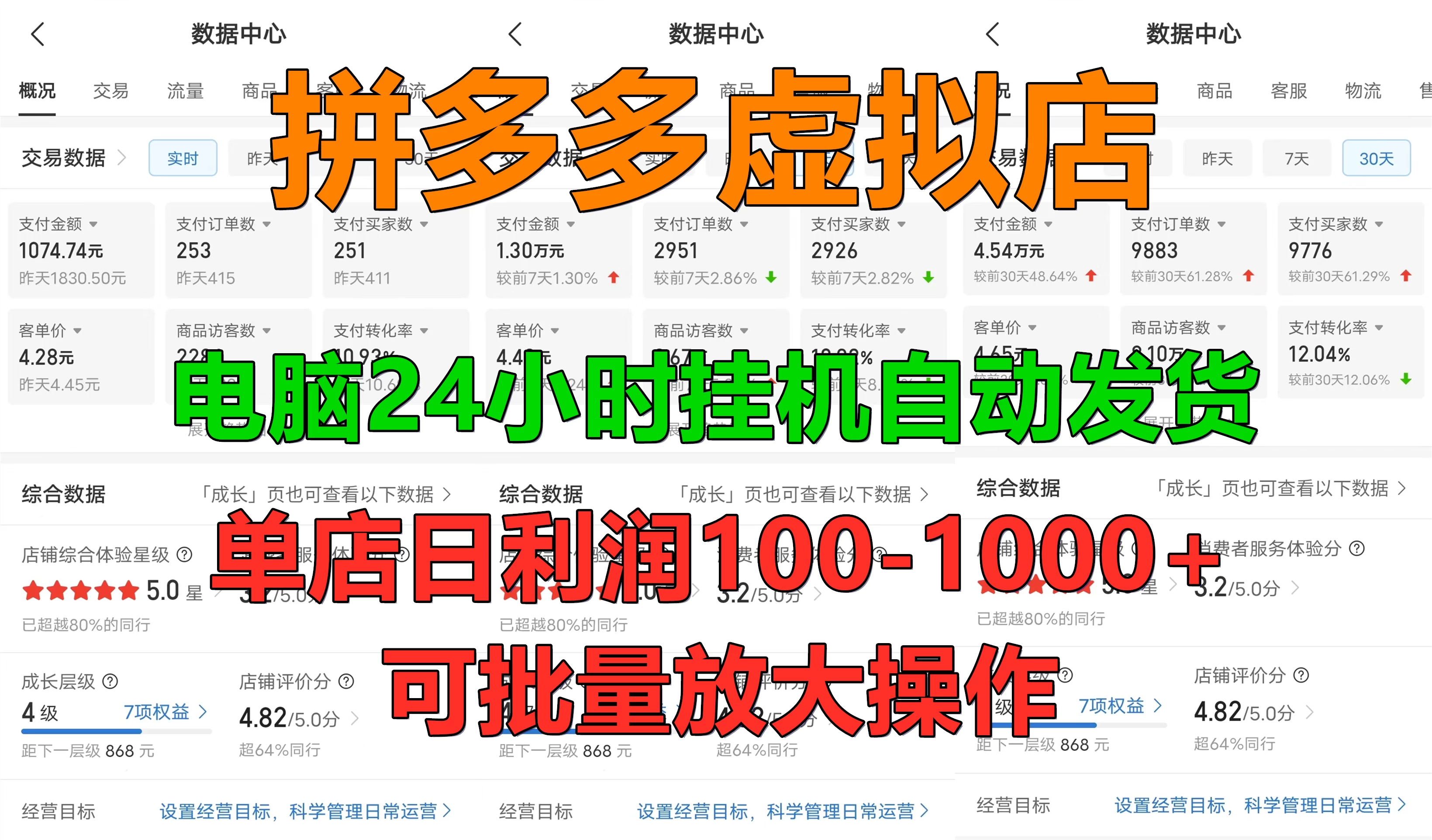 新手首选项目，拼多多虚拟店，电脑挂机自动发货，单店日利润500+，可批量放大操作沁香居-专注分享网络创业项目落地实操课程 – 全网首发_高质量创业项目输出沁香居