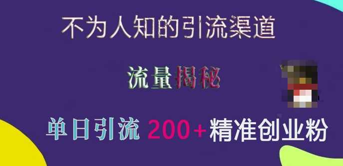 不为人知的引流渠道，流量揭秘，实测单日引流200+精准创业粉【揭秘】沁香居-专注分享网络创业项目落地实操课程 – 全网首发_高质量创业项目输出沁香居